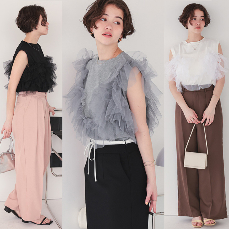 Foreign Trade Export Japanese Style Sweet Round Neck 2025 Summer New Product Slim Women's T-Shirt Breathable Top for Women Foreign Trade Export Japanese Style Sweet Round Neck 2025 Summer New Product Slim Women's T-Shirt Breathable Top for Women