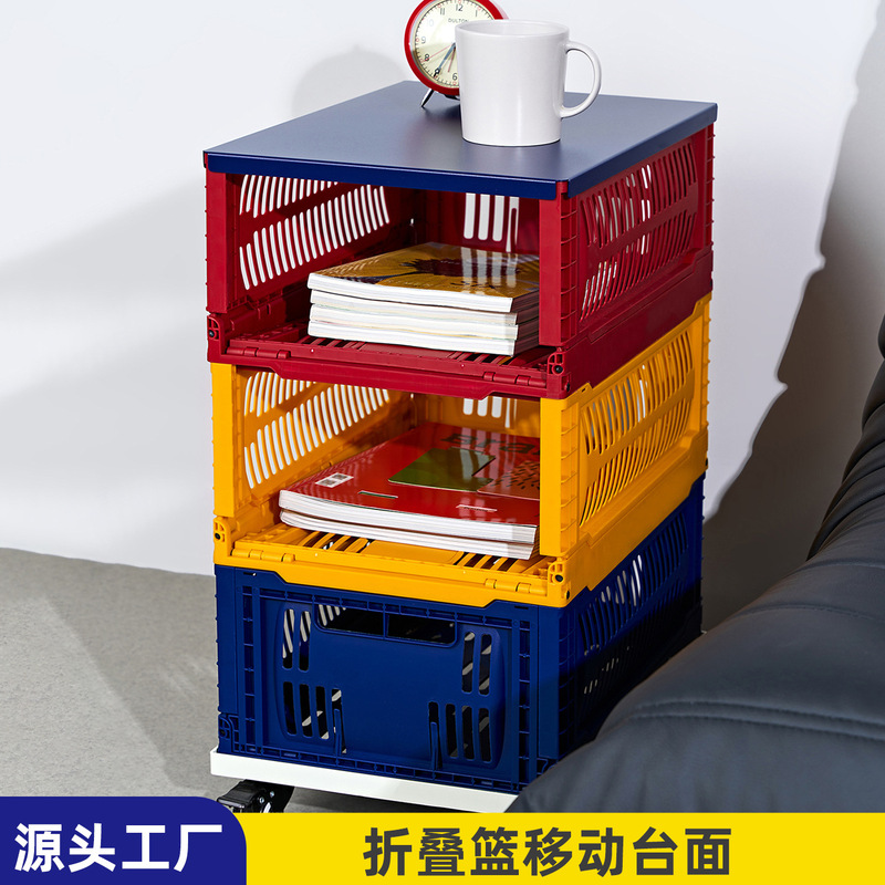 Folding Storage Box Can Be Stacked, Lid Bottom Wheel Accessories Are Optional, Household Storage and Handling Storage Basket