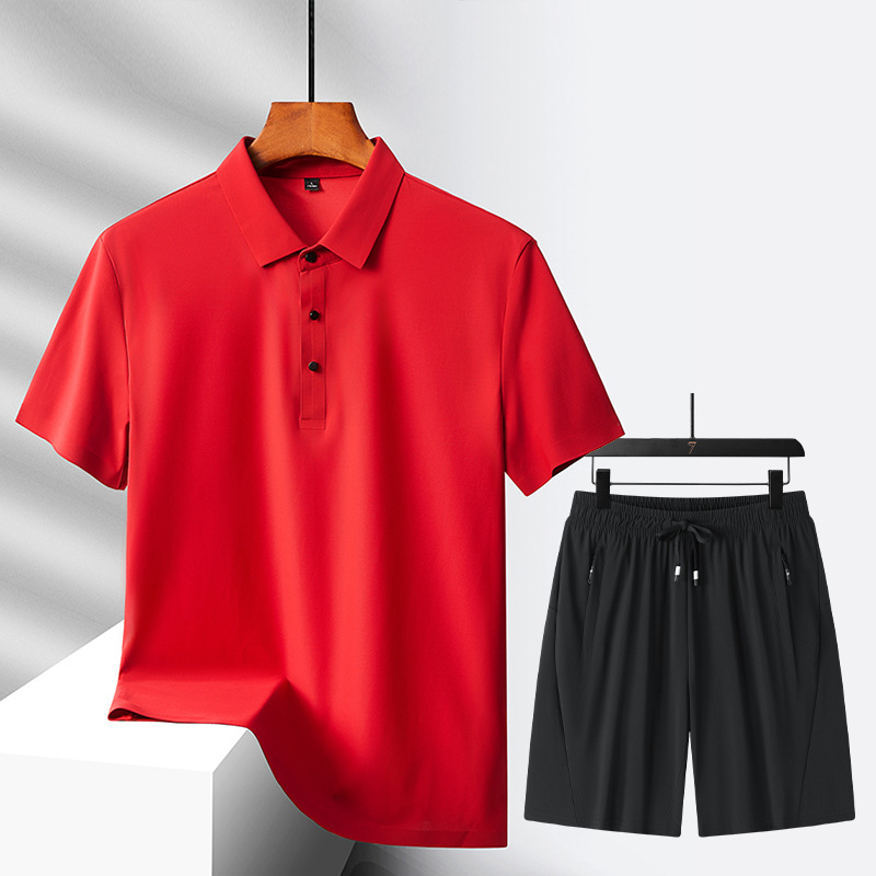 Nuevo traje de ocio deportivo, traje de ocio de hielo multicolor opcional, pantalones cortos de polo, un juego de color sólido para hombres y mujeres