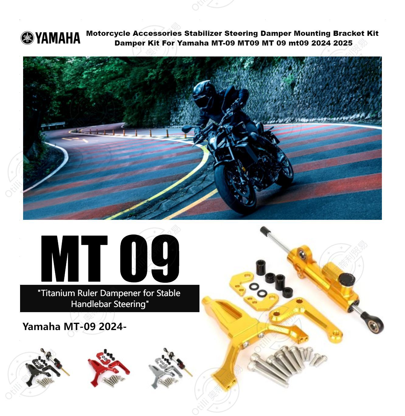 Yamaha YAMAHA MT09 2024-Handlebar Steering Stabilizer Titanium Ruler Damper Motorcycle Accessories
