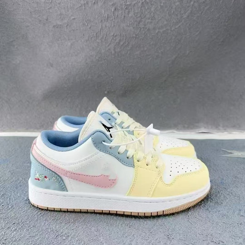 2025 新 AJ1 マカロンロートップ文化カジュアルスニーカー同じ立体男性と女性のカップルの靴キャンパススタイルの靴|undefined