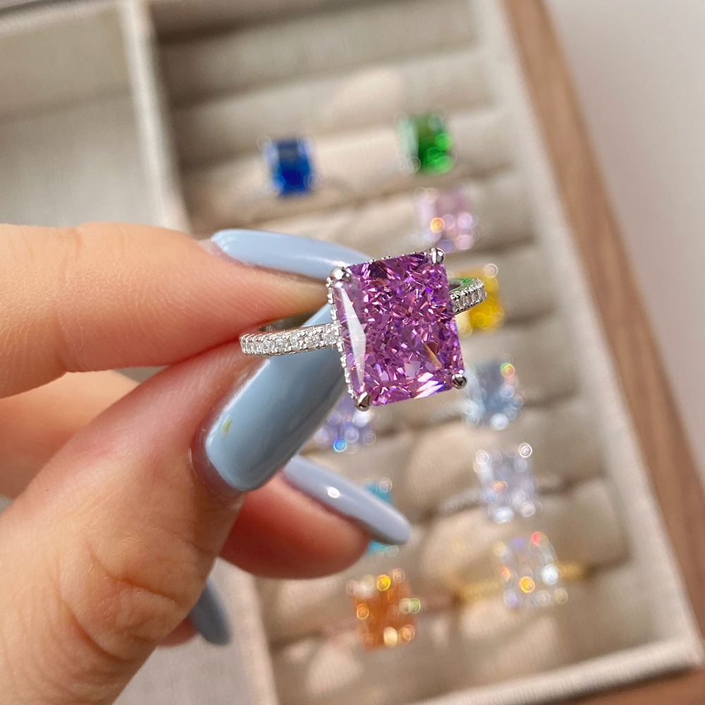 10g Weight Zircon Inlay Material Rings Classification 6, 9 Ring Size 1 Piece Quantity Holiday, Daily Occasion 925 Sterling Silver Material Geometric Pattern Women's Gender Plating Design Elegant, Luxurious, Simple Style Style 925 Sterling Silver Zircon Geometric Rings 12
