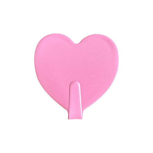 Korean ins cute pink love hook simple creative love sticky hook stainless steel hook seamless decorative hook