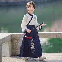 Мальчик Hanfu лето 2024 новый детский костюм конский костюм юбка мальчик древний стиль красивый китайский стиль