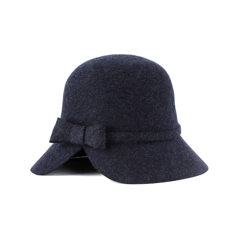 Sombrero de otoño e invierno pura lana estilo Coreano Japonés personalidad la moda brecha arco pequeño sombrero cúpula en stock al por mayor