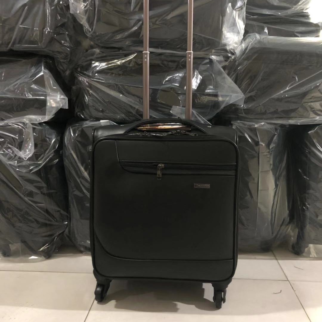 厂家直销18寸商务登机箱皮革万向轮拉杆箱高档礼品可印制logo
