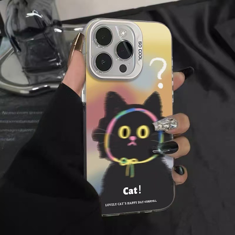 Misty Cat Adecuado para Apple 16Promax Funda para teléfono móvil Personalidad Yuan Qi Shell iPhone15/14/13 Europa y América 12