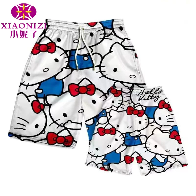 Kitty кошачьи шорты для мужчин и женщин, летняя пара, та же модель, укороченные брюки, быстрый сухой спорт, повседневные брюки