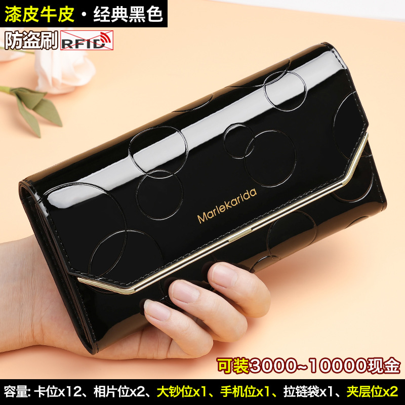 Trending Genuine Leather Women's Long Wallet - New Simple Elegant Multifunctional Large Capacity Clutch - Thumbnail 6