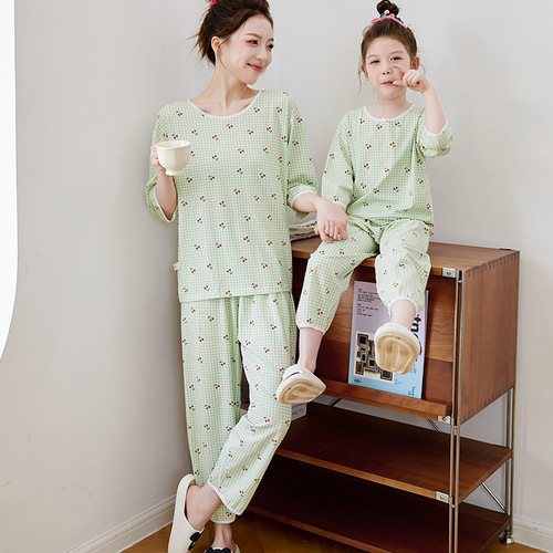 Summer children's Modal home clothes set, big children's thin cloud oxygen cotton boys and girls parent-child air-conditioned pajamas