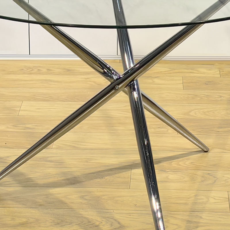 Mesa redonda de vidrio transfronterizo mesa de exposición silla de recepción mesa redonda galvanizada pequeña mesa redonda casera simple balcón mesa de comedor casual