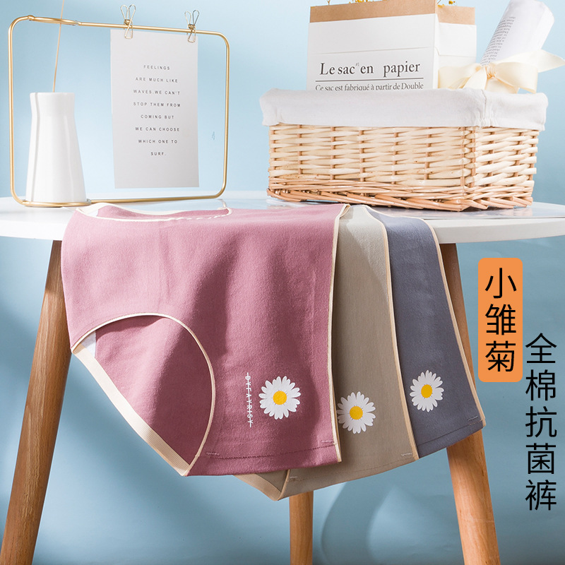 Nuevo estilo cómodo y transpirable calzoncillos de mujer de una pieza Little Daisy, agradable para la piel, suave, cintura media, entrepierna de algodón, ropa interior de mujer