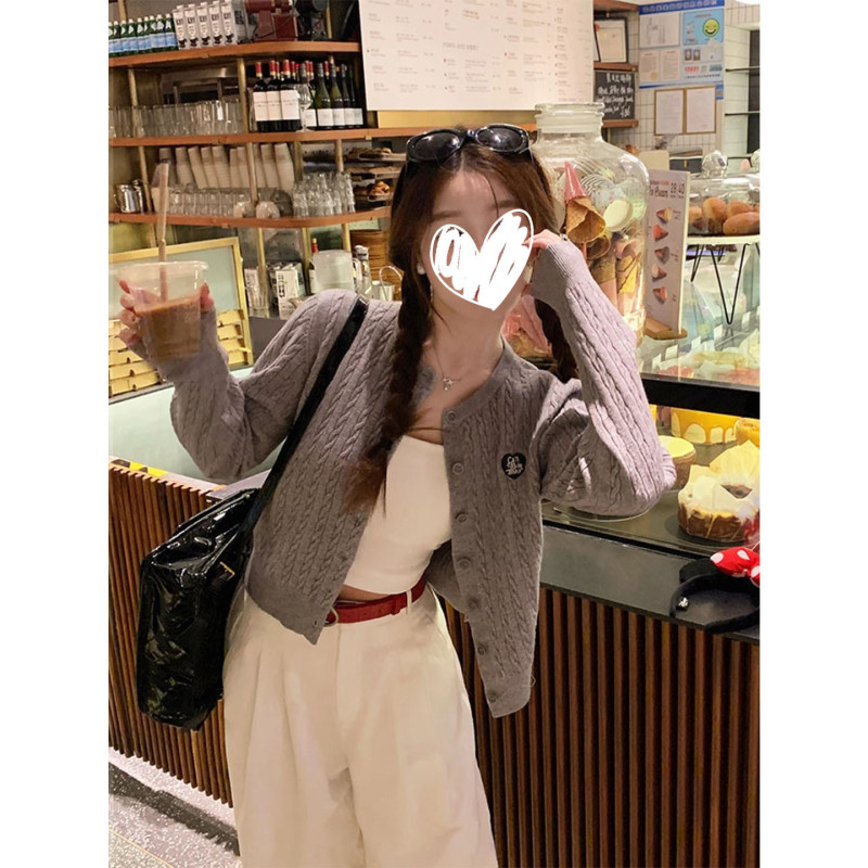 2025早秋新款设计感多巴胺刺绣针织开衫外套女高级感短款上衣穿搭|undefined