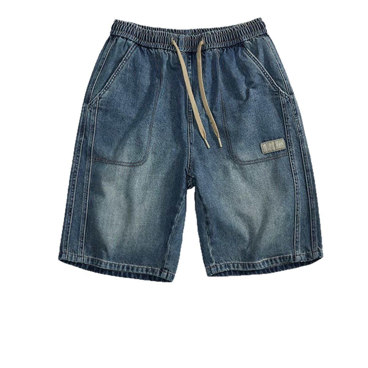 Pantalones cortos de vaqueros de verano delgados pantalones de moda de estilo americano de la calle juvenil pantalones guapos de estilo de puerto pantalones de cinco puntos