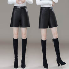 2025秋冬新款正品海宁全皮高腰皮短裤女绵羊皮外穿皮裤修身靴裤子