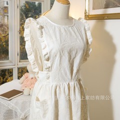韓国エプロンキッチン家庭用新スタイル 2025 姜燕と同じスタイルの女性の高価値耐油刺繍純綿エプロン防水