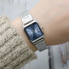 文藝學生正方形鋼帶石英表不鏽鋼帶時尚女生手錶森系方塊表女士表