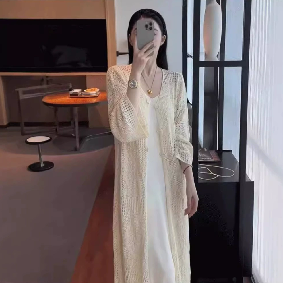 New Chinese style long blouse women's national style cool Buddhist Zen cardigan lazy relaxed dress summer