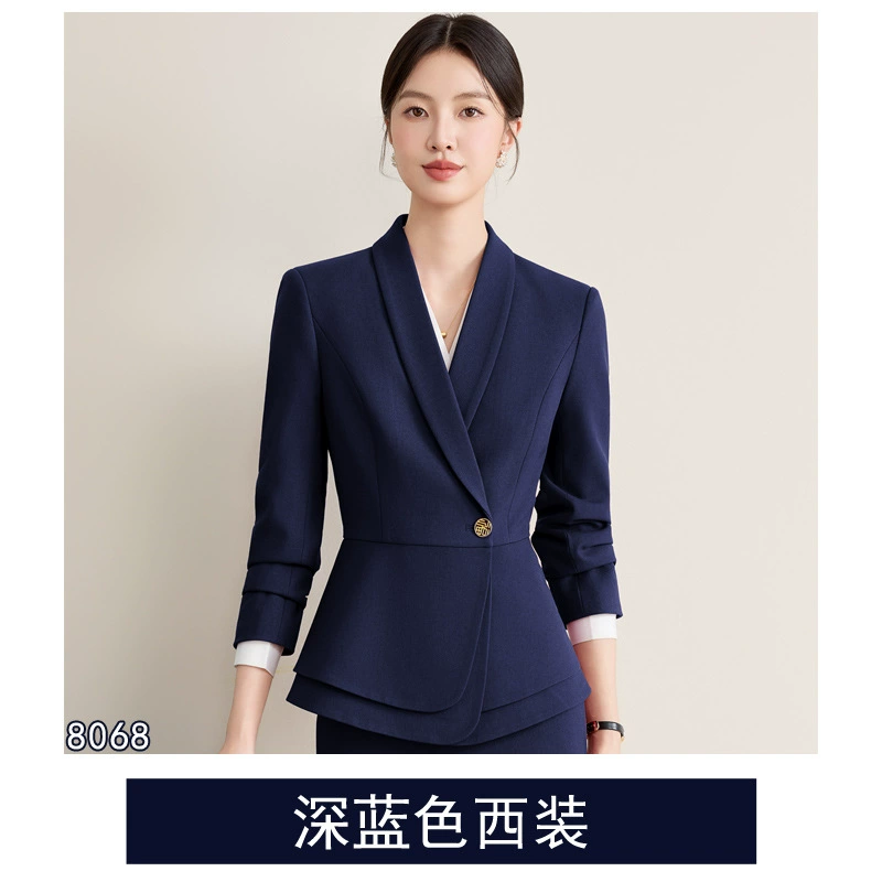 Demi-season fashionable long-sleeve, high-end fitted classic suit, brace for work