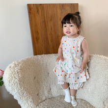 婴儿套装2024夏季新款儿童韩版上衣裙子两件套女童衣服女宝宝童装
