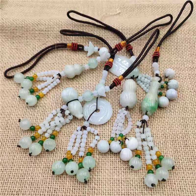 翡翠汽车钥匙挂件男女创意玉石钥匙扣个性包包挂饰