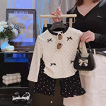 女童T恤春装2025蝴蝶结新款时尚洋气儿童春秋长袖春季打底上衣潮