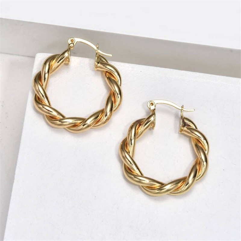fashion Cshaped twist golden copper earrings wholesalepicture4
