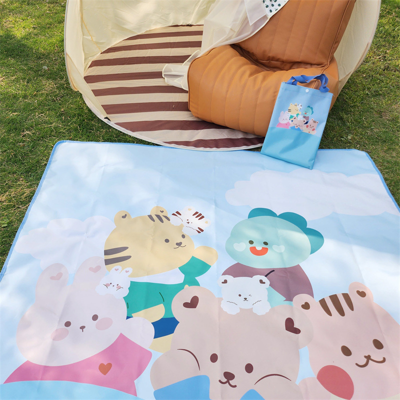 귀여운 곰 피크닉 매트(보관 가방 포함)