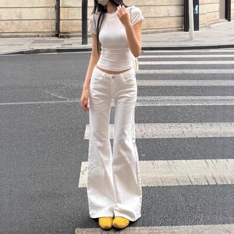White Hot Girl Low-Waist Bootcut Jeans for Women Summer New Design Wide-Leg Slimming Non-Stick Leg Flared Pants