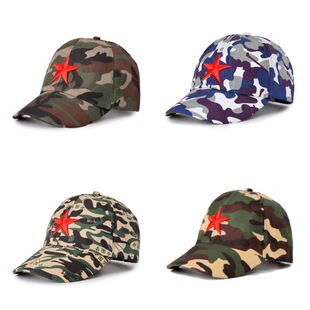 Spring and Autumn Children's five-pointed star camouflage hat red five-star children's peaked cap kindergarten Primary School military training baseball cap
