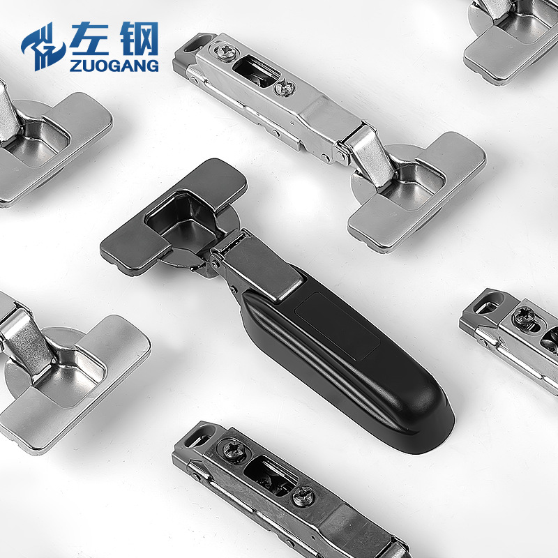 左钢衣柜门橱柜合页一体小角度缓冲液压铰链一字黑鲸铰链家具五金