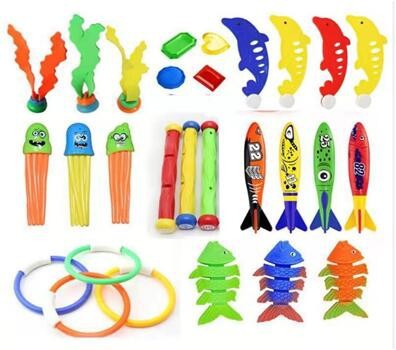 Juguetes de buceo transfronterizos Piscina al aire libre para niños Búsqueda del tesoro Buceo Peces y algas Torpedo Gemas Juego de juguetes acuáticos