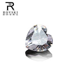 梧州宝石 9A彩色心形冰花切高碳钻 锆石裸石戒面主石白色美甲贴钻