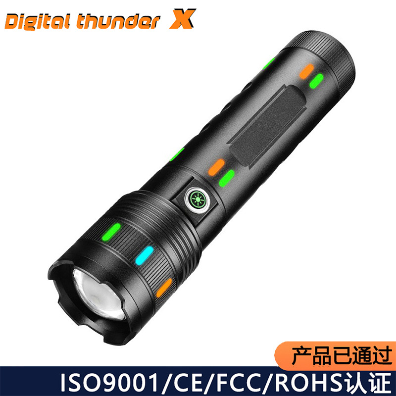 Transfronterizo nueva linterna de luz fuerte tipo-c carga ultra brillante al aire libre de larga duración linterna multifuncional