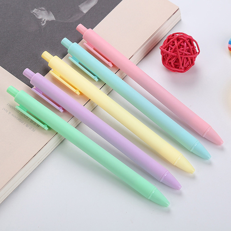 Macaron Press Color Pen Gel Pen Black Cute Girl High-Looking Water-Based Pen Ballpoint Pen Student Pen Wholesale