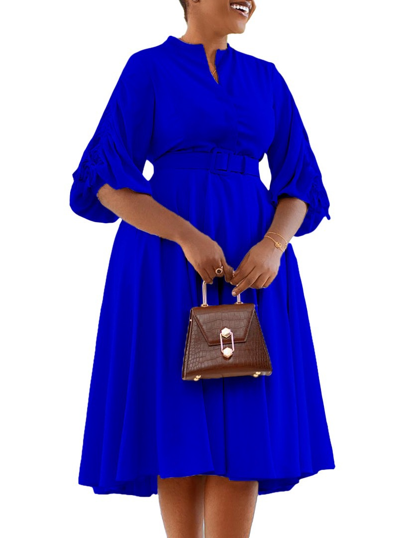 D3251 Ropa de mujer europea y americana 2023 Otoño e Invierno Nueva moda temperamento más tamaño plisado Comercio exterior A-line falda África vestido