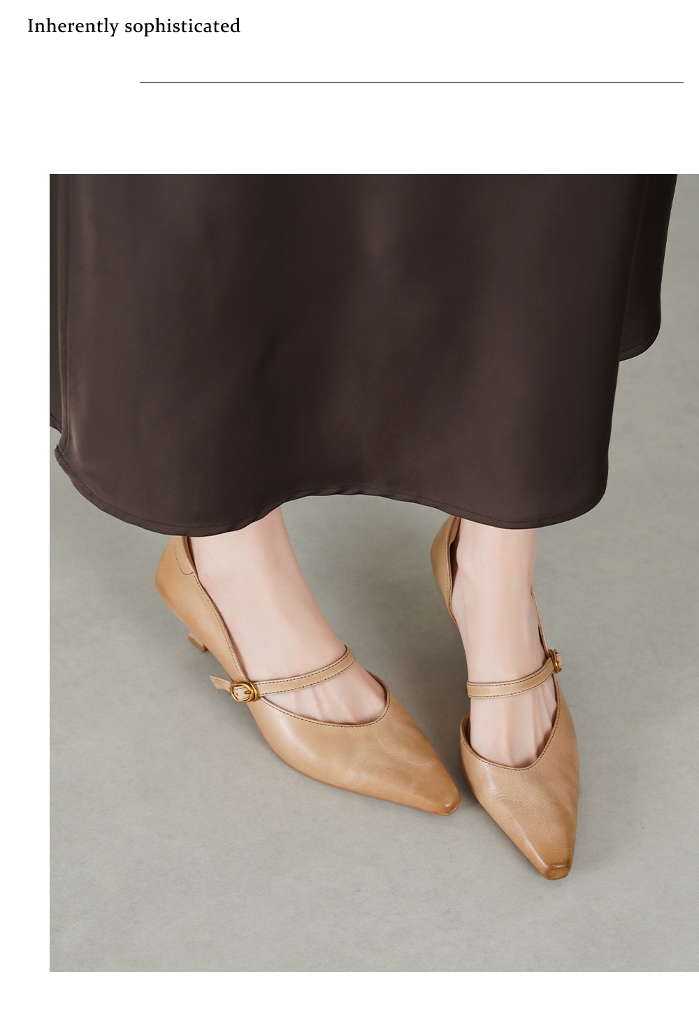 Sandal cao gót nữ quai ngang mũi nhọn da bò cổ điển gót 9 cm — đen chi tiết 8