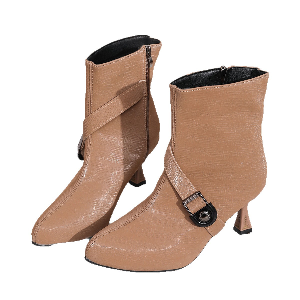 Women's Elegant Ankle Boots Mid Heel Fashion Side Zipper Pointed Toe Winter New Style (Sizes 34-45)_voghion.com