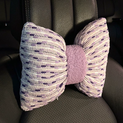 Car Headrest Neck Pillow, Car Seat Lumbar Cushion Set for Driver, Suitable for Women (Headrest) - purple-headrest