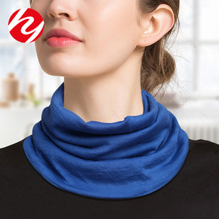 Pure Wool Warm Pullover Neck Women's Solid Color Scarf Double-Layer Autumn and Winter All-Match Knitted Neck Protection Neck Sleeve Small Scarf