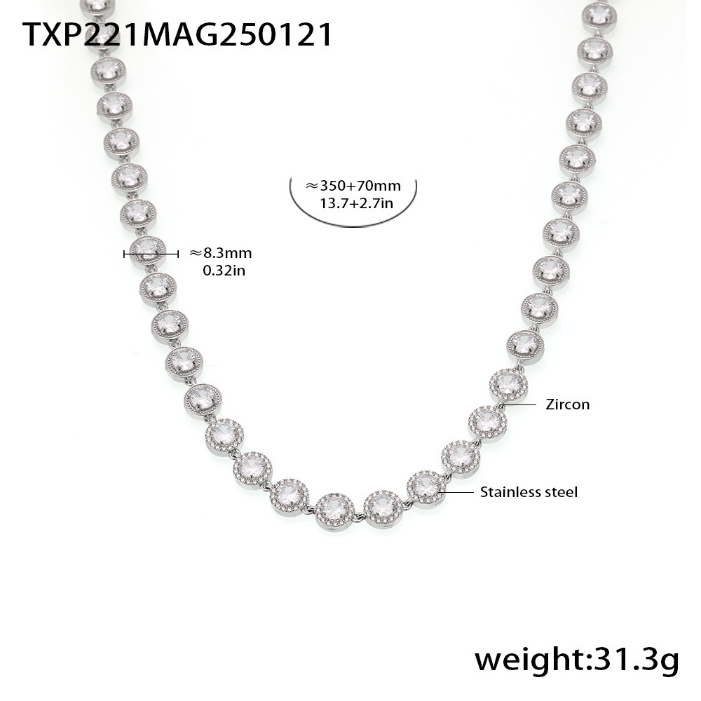 Chain de zircón blanco super brillante con estrellas redondas hechas a mano acero inoxidable chapado en oro real 18K joyas de lujo