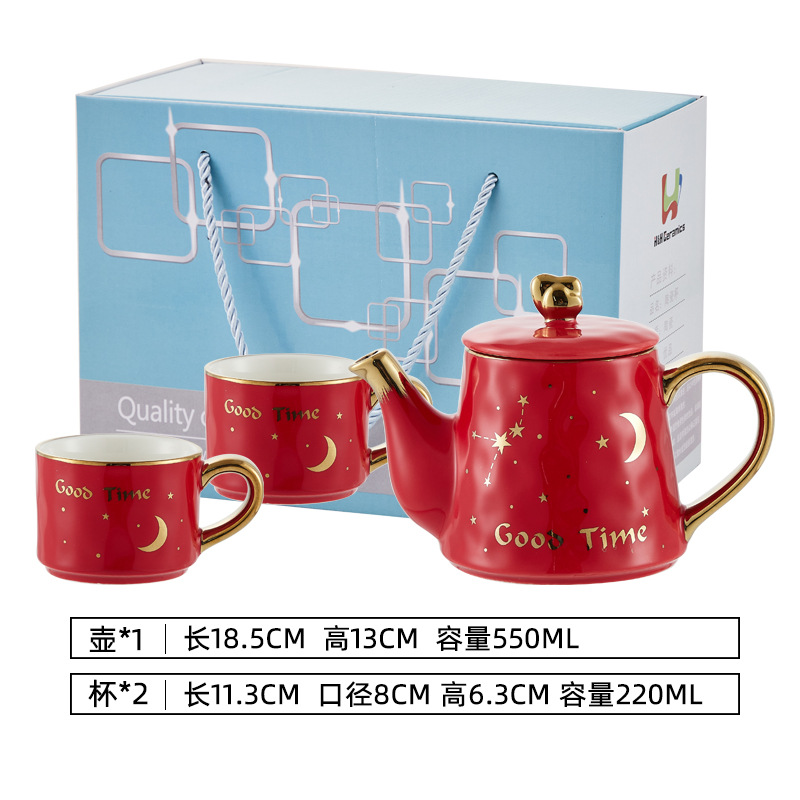 INS juego de té cerámica flor traje tetera estilo europeo Madre y niño olla Amazon Venta caliente café tetera regalo