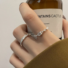 Shiny diamond chain pattern ring for women, Instagram-style, unique, high-end, Hong Kong-style open ring, stylish and versatile finger ring