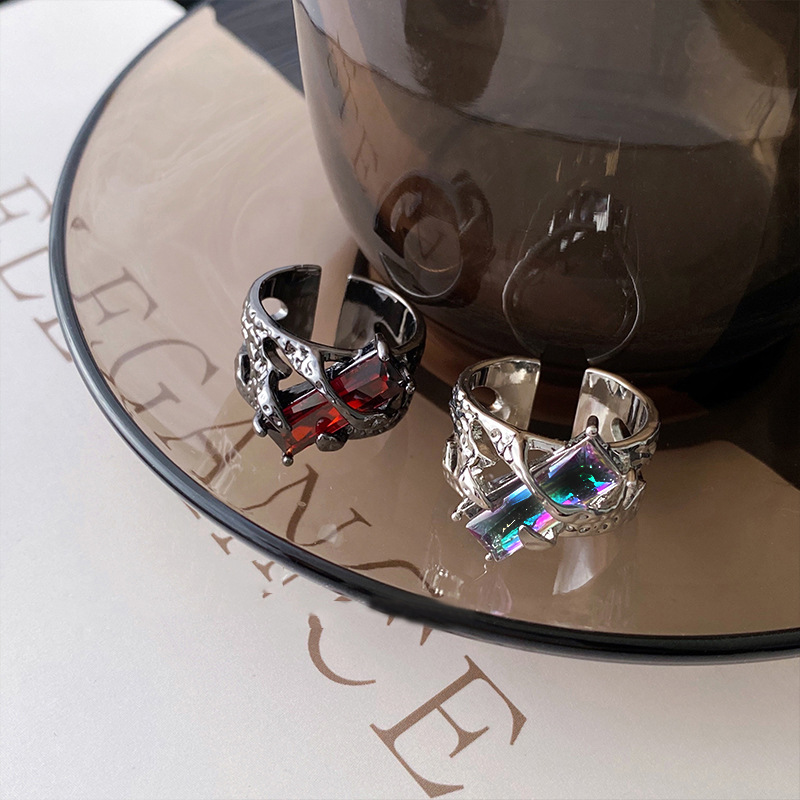 Cool Style Geometric Copper Plating Artificial Crystal Open Ring