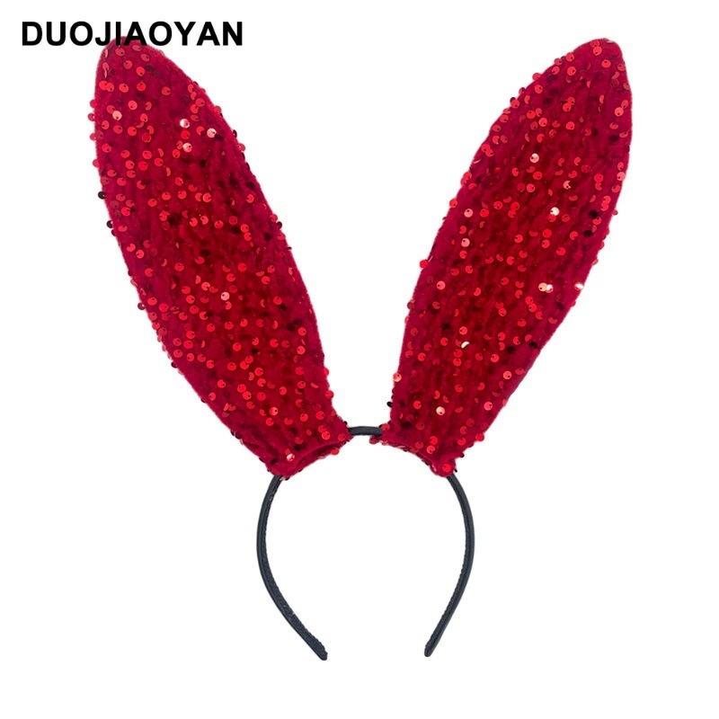 Headband Red Rabbit Lace Ears, Handmade Hair Accessory, High-Quality Graduation Party Style