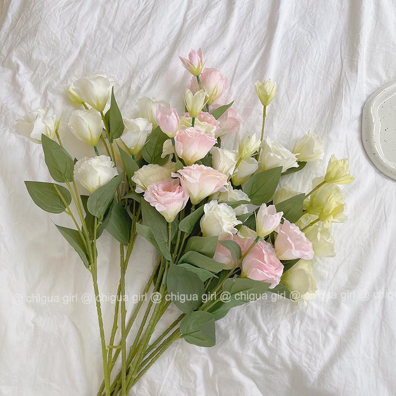 Lisianthus artificial flower fake flower wholesale wedding floral arrangement silk flower living room table decoration ornaments photo props