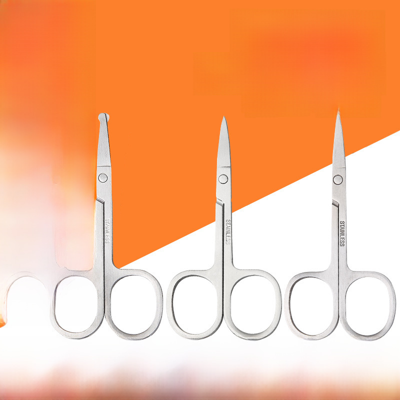 Stainless steel eyebrow trimmer round head nose hair trimmer curved pointed eyebrow trimming beauty makeup beauty tools makeup scissors