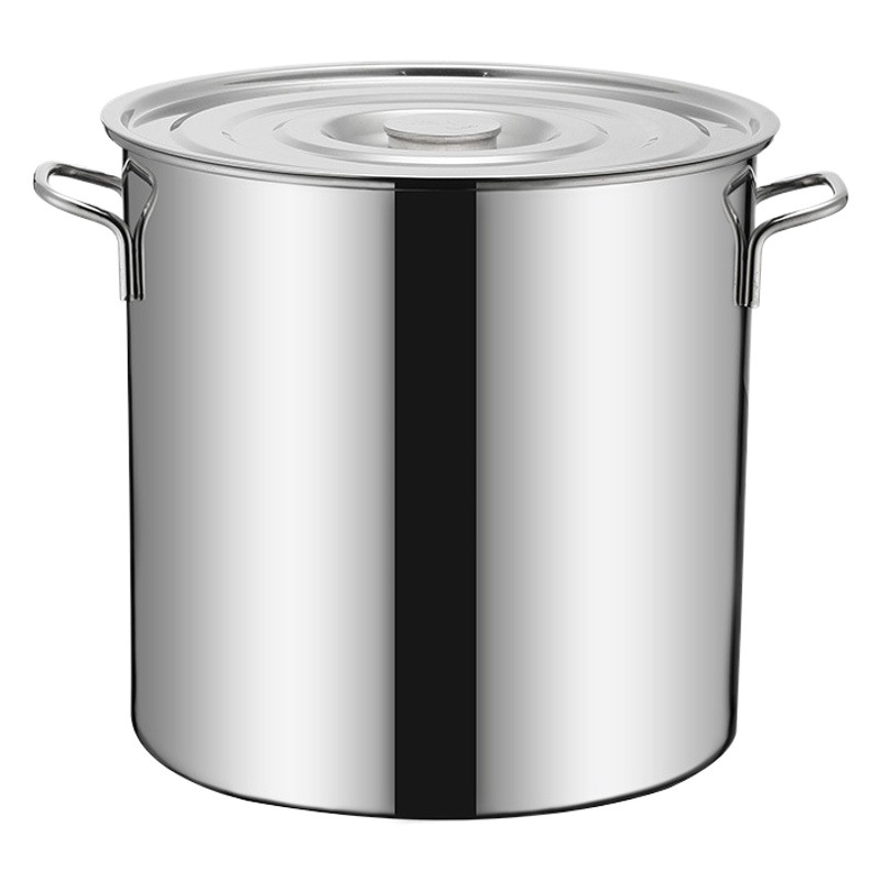 Cubo de acero inoxidable 304 con tapa Cubo de sopa cubo redondo espesado comercial cubo ardiente Cubo de carne estofada de gran capacidad con tapa olla de sopa grande