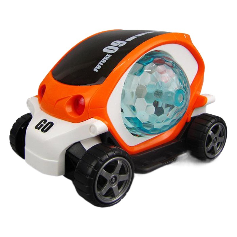 Coche de juguete ligero para niños modelo eléctrico universal giratorio colorido música dibujos animados coche puesto juguetes al por mayor