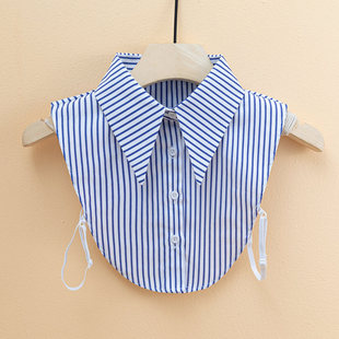 New striped large pointed collar women's all-match fake collar autumn and winter sweater decorative collar Korean style polyester fake shirt collar